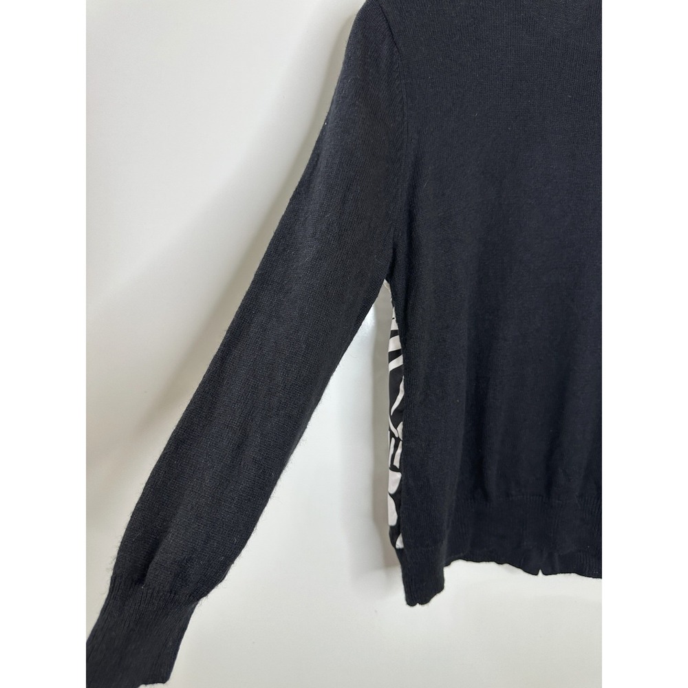 Lauren Ralph Lauren Silk Cashmere Tropical Floral Cardigan Black White Petite M - Picture 12 of 14